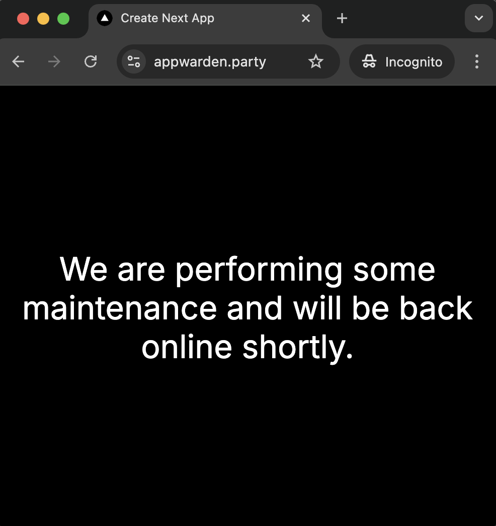 Your lock page should appear when accessing the quarantined test route